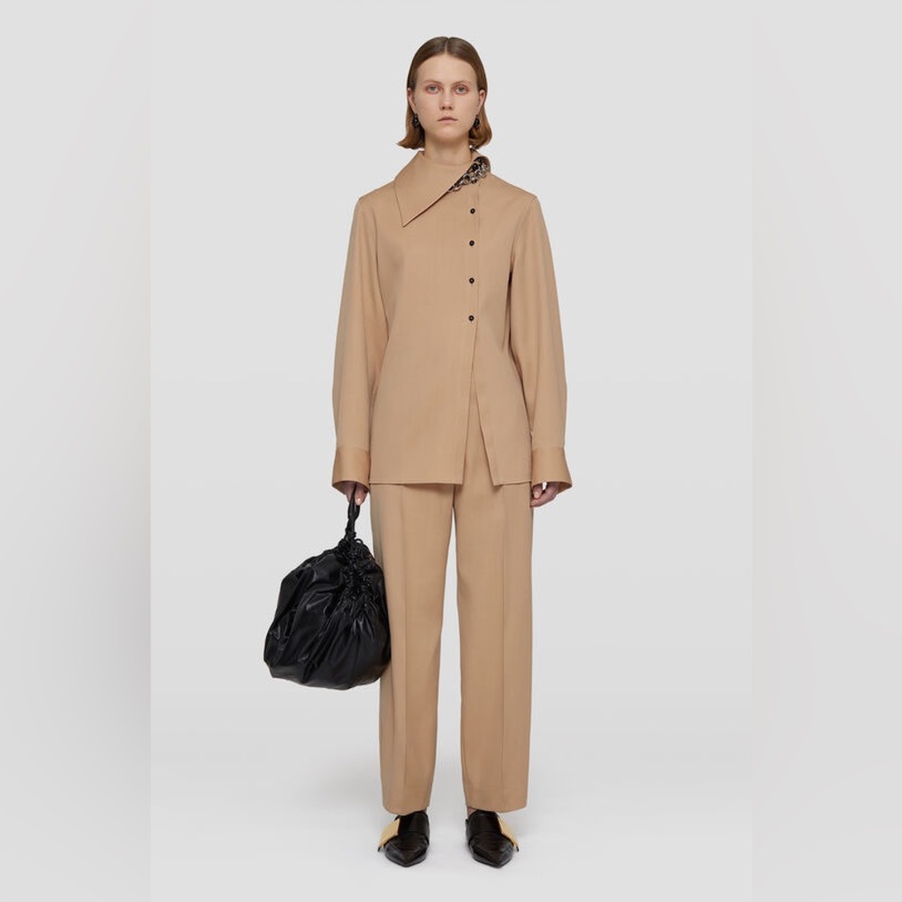 Jil Sanders Tailored Wool and Silk Straight Leg Pants